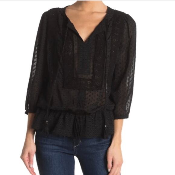 DR2 BY DANIEL RAINN Swiss Dot Antoinette Blouse, XS - Picture 1 of 9